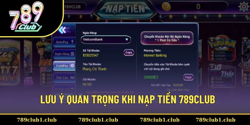 Một số lưu ý quan trọng khi tiến hành giao dịch tại 789CLUB